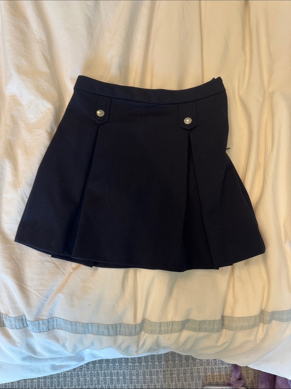 Jacadi Navy Pleated Skater Skirt with Button Tabs
